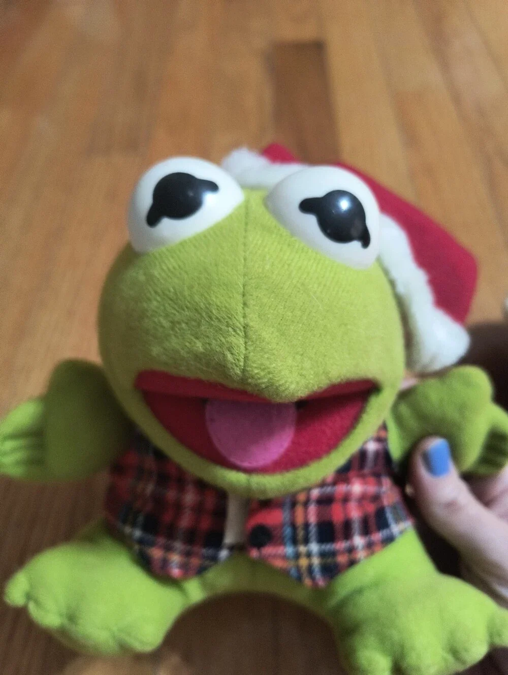 Lot of two 1987 Baby Miss Piggy and Baby Kermit muppets Christmas plush toys